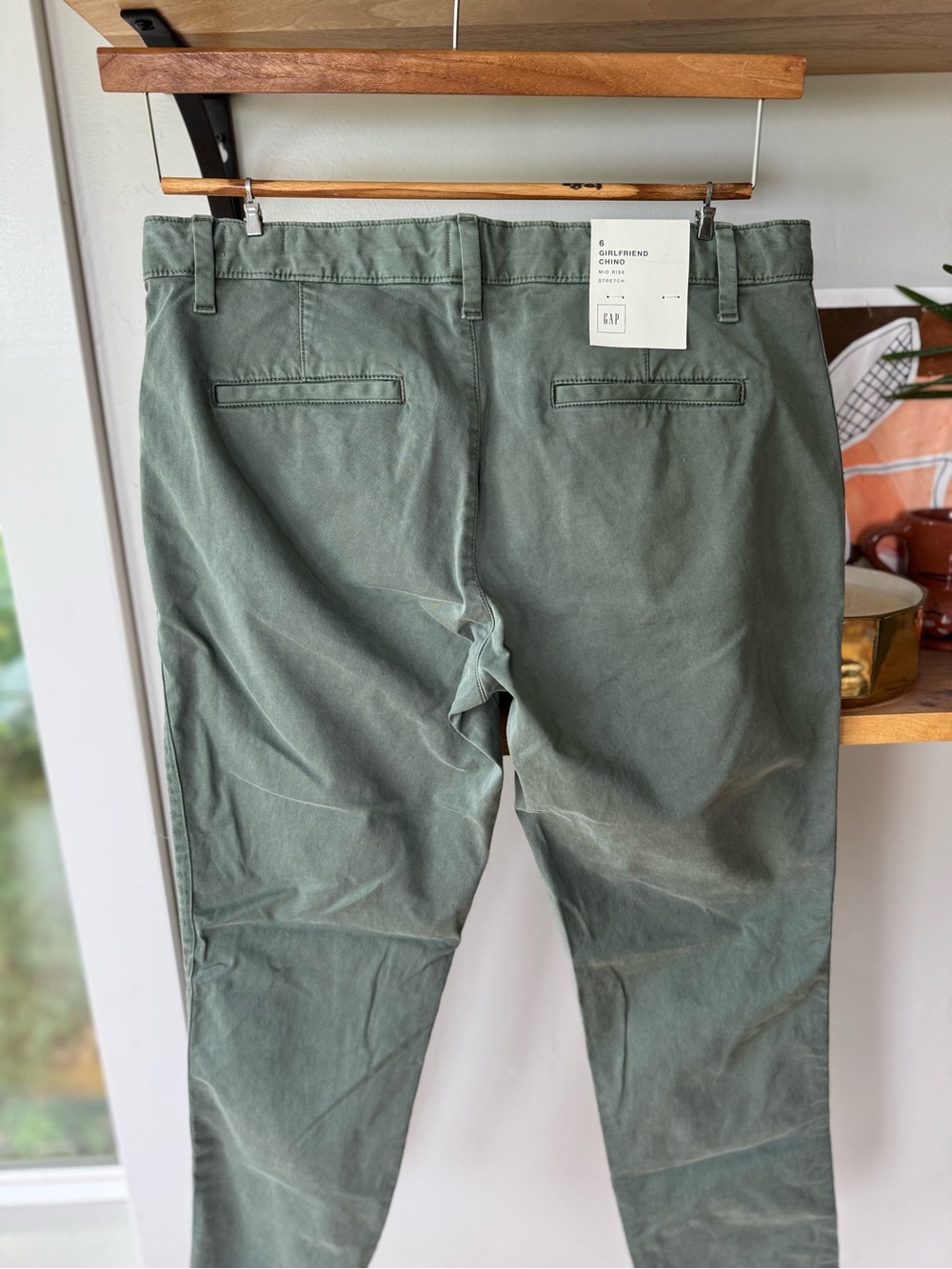 GAP Sage Green Girlfriend Chino Khakis Cotton Pants Size 6 New - Picture 9 of 13